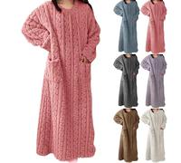 Pigiama invernale da donna, in pile, da notte, lungo, più pigiama, caldo, pigiameria, in peluche, per il tempo libero, per la casa, morbido e spesso, cachi, s