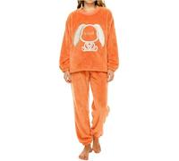 Pigiama invernale da donna, lungo, in flanella, set di morbido loungewear in due pezzi, a maniche lunghe, in peluche, per ogni notte, rosa intenso, XXL