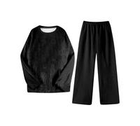 Pigiama Invernale Donna in Flanella, Set Due Pezzi a Maniche Lunghe con Pantaloni, Caldo e Accogliente per il Sonno e le Serate in Casa
