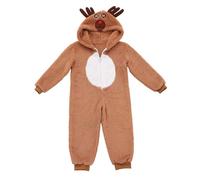 Pigiama invernale per bambini, 74 bambini, da bambina, con renna di Natale come costume in velluto corallo, per vacanze, attività all'aperto, morbido pigiama, a, 6-8 Jahre