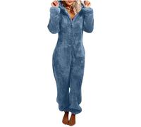 Pigiama Invernale Pile Donna Offerte Pigiama Sherpa Teddy Pigiama da Casa Salotto con Cappuccio Cerniera a Maniche Lunghe Velluto Double Face in Tinta Unita Pigiama da Casa Caldo Comodo Carino