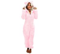 Pigiama Invernale Pile Donna Offerte Pigiama Sherpa Teddy Pigiama da Casa Salotto con Cappuccio Cerniera a Maniche Lunghe Velluto Double Face in Tinta Unita Pigiama da Casa Caldo Comodo Carino