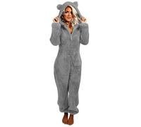 Pigiama Invernale Pile Donna Offerte Pigiama Sherpa Teddy Pigiama da Casa Salotto con Cappuccio Cerniera a Maniche Lunghe Velluto Double Face in Tinta Unita Pigiama da Casa Caldo Comodo Carino