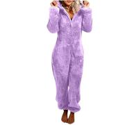 Pigiama Invernale Pile Donna Offerte Pigiama Sherpa Teddy Pigiama da Casa Salotto con Cappuccio Cerniera a Maniche Lunghe Velluto Double Face in Tinta Unita Pigiama da Casa Caldo Comodo Carino