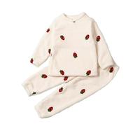 Pigiama Invernale Termico per Bambine Completo a Due Pezzi Morbido Come Una Nuvola con Delicato a Cuore Ideale per l'inverno (White, 3-4 Years)