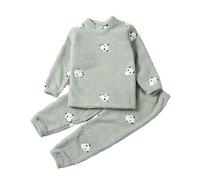 Pigiama Invernale Termico per Bambine Completo a Due Pezzi Morbido Come Una Nuvola con Delicato a Cuore Ideale per l'inverno (Light Green, 6-7 Years)