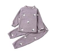 Pigiama Invernale Termico per Bambine Completo a Due Pezzi Morbido Come Una Nuvola con Delicato a Cuore Ideale per l'inverno (Purple, 5-6 Years)