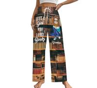 Pigiama "Just A Girl Who Like Books" per gli amanti dei libri, ragazze, amanti della lettura, biancheria da notte da donna pantaloni da lavoro, caffè, M