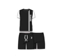 Pigiama Juventus Corto Estivo Ragazzo Bambino Ufficiale Homewear Maglia Mezza Manica e Pantaloncino Tuta Cotone (IT, età, 4 Anni, 5 Anni, Regular, Juventus Nero 3005)