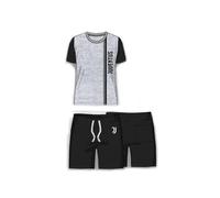 Pigiama Juventus Corto Nero Estivo Ragazzo Bambino Ufficiale Homewear Maglia Mezza Manica e Pantaloncino 3005 Tuta Cotone (IT, età, 16 Anni, Regular, Juventus Grigio 3005)