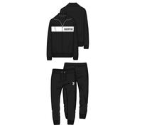 Pigiama Juventus Lungo Bianco Nero Ragazzo Uomo Ufficiale Homewear Felpa con Zip e Pantalone Lungo 2085 Tuta Cotone (IT, Testo, XL, Regular, Regular, Nero)