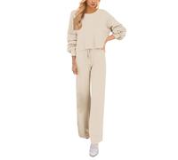Pigiama Lungo da Donna Due Pezzi Due Pezzi Pantaloni Casual Scollo a Rotondo Top Indumenti Maniche Lunghe Confortevole Tuta Casa Pigiama Invernale Donna