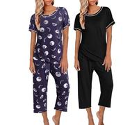 Pigiama lungo da donna, set di biancheria da notte invernale a nido d'ape, morbido pigiameria, per la casa, da donna, per il jogging, per la casa, per l'autunno, set di due pezzi, Nero , M