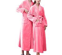 Pigiama lungo da donna, set per autunno e inverno, maglia a nido d'ape, morbido, pigiameria, tuta lunga in flanella, pigiama da donna in cotone in flanella, comodi pigiami da donna, Rosso anguria., L