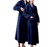 Pigiama lungo da donna, set per autunno e inverno, maglia a nido d'ape, morbido, pigiameria, tuta lunga in flanella, pigiama da donna in cotone in flanella, comodi pigiami da donna, Blu marino, XL