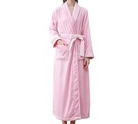 Pigiama lungo da donna, set per autunno e inverno, maglia a nido d'ape, morbido, pigiameria, tuta lunga in flanella, pigiama da donna in cotone in flanella, comodi pigiami da donna, Colore: rosa., XL