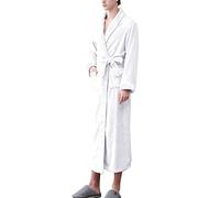 Pigiama lungo da donna, set per autunno e inverno, maglia a nido d'ape, morbido, pigiameria, tuta lunga in flanella, pigiama da donna in cotone in flanella, comodi pigiami da donna, bianco, XXL