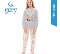 Pigiama lungo da ragazza in cotone lanato Gary S40042