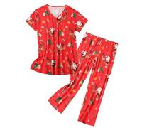Pigiama Lungo Donna - da Donna Top con Pantaloni Capri con Stampe Casual e Divertenti