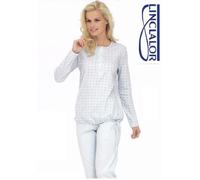Pigiama Lungo donna. LINCLALOR. Caldo cotone jersey. CLELIA. Azzurro - Bon bon.