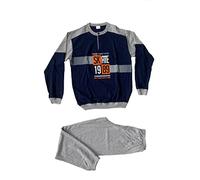 Pigiama lungo in cotone due pezzi da ragazzo ragazza vari modelli taglie e colori - Sogno Sondesto (14 Anni, 22502 blu/grigio)