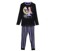 Pigiama Lungo Nightmare Before Christmas Completo Cotone 160 gsm con Jack & Sally Maglia Maniche Lunghe e Pantaloni a Righe Stile Dark Gothic Idea Regalo Disney Donna