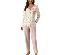 Pigiama lungo per le donne Set Button Down Top con scollo a V e pantaloni a gamba larga Leggero morbido comodo Loungewear Outfits Ladies Sleepwear Suit Cosy 2 pezzi Pj Set Biancheria da notte Pigiama
