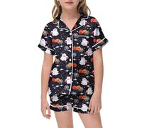 Pigiama lungo ragazza pigiama Halloween set per bambini - E accogliente per il piccolo accappatoio personalizzato bambini, Nero , 8-9 Anni