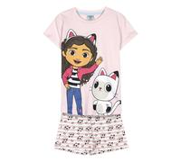 Pigiama corto Gabby's Dollhouse - Rosa e bianco - Taglia 5 anni - Pigiama bambino - 100% cotone 145 g/m² - Stampa Gabby e pantalone a zampa - Prodotto originale disegnato in Spagna