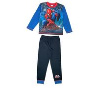 Pigiama Marvel Spider-Man per ragazzi, indumenti notturni a maniche lunghe, blu, età 4-10 anni, Blu, 7-8 Years