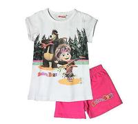 Pigiama MASHA E ORSO bianco e fucsia t-shirt + pantaloncino corto in cotone