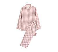Pigiama morbido da donna accogliente in due pezzi Set da notte a maniche lunghe Set da notte con bottoni Top Pantaloni lunghi Pigiama Loungewear con tasca Tuta da notte classica in cotone da donna, 1