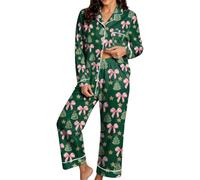Pigiama Natale Donna Invernale Set Due Pezzi Stile Vintage Feste Chic | Un Pigiama Dal Gusto Rétro Che Cattura La Dolcezza Delle Cartoline Di Natale Tradizionali Per Giornate Spensierate A Casa