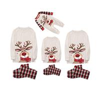 Pigiama Natale Famiglia 2 Pezzi in Cotone Invernale Autunno per Coppia Bambini e Neonati Pigiami Natalizi per Tutta la Famiglia Set Coordinati Stampa Scintillante di Babbo Natale Caldo Comodo 2025