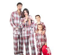 Pigiama Natale Famiglia - Pigiama Sartoriale, 100% Made in Italy in Flanella - Pigiama Natalizio Tartan - Regali Natale, Pigiama Natale Coppia e Bambino (IT, Testo, L, Regular, Regular, Uomo)