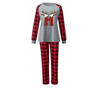 Pigiama Natale Famiglia Pigiami Natalizi per Tutta la Famiglia Pigiami Matchati Coppia Natale con Stampa H Lettera Quadri Pigiama Lungo Natalizio Invernale Caldo Girocollo Ampia per (Dark Gray, XL)