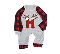 Pigiama Natale Famiglia Pigiami Natalizi per Tutta la Famiglia Pigiami Matchati Coppia Natale con Stampa H Lettera Quadri Pigiama Lungo Natalizio Invernale Caldo Girocollo (Dark Gray, 3-6 Months)