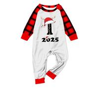 Pigiama Natale Famiglia Pigiami Natalizi per Tutta la Famiglia Pigiami Matchati Coppia Natale con Stampa I Lettera Quadri Pigiama Lungo Natalizio Invernale Caldo Girocollo Ampia per (Red, 3-6Months)