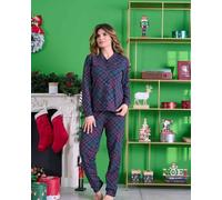 PIGIAMA NATALE FAMILY CALDO COTONE APERTO AVANTI TARTAN SCOZZESE