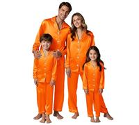 Pigiama natalizio abbinato per la famiglia, pigiama natalizio abbinato per la famiglia, set pigiama da uomo e da donna, a maniche lunghe, in raso di seta, pigiama natalizio per donne, uomini, adulti