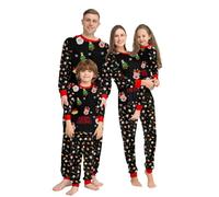 Pigiama natalizio abbinato per la famiglia Pigiama natalizio per la famiglia con albero di Natale e Babbo Natale stampato Top a maniche lunghe e pantaloni per pigiama da abbinare alla famiglia Pigiami