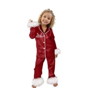 Pigiama Natalizio Bambine Casual Comodo Elegante Versatile Composto da Una Maglietta a Maniche Lunghe e Pantaloni Stampati Stile Elegante Adatto per le Feste di Natale e il tempo (RD1, 12-13 Years )