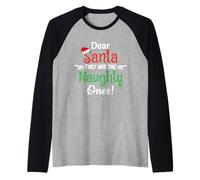 Pigiama Natalizio con Scritta Dear Santa They're The Naughty Ones Maglia con Maniche Raglan