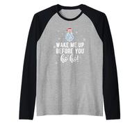 Pigiama Natalizio con Scritta Wake Me Up Before You Ho Santa Maglia con Maniche Raglan