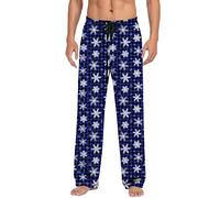 Pigiama natalizio da uomo con stampa scozzese e fiocco di neve, pantaloni classici in tartan da uomo, pantaloni da notte in morbido misto cotone, leggeri, vestibilità rilassata, divertente idea regalo