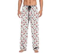 Pigiama natalizio da uomo, pantaloni da pigiama da uomo, in morbido cotone, con tasche con coulisse, stampa divertente, pantaloni da notte larghi a gamba dritta, B, L
