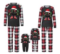 Pigiama Natalizio da Uomo per Famiglia Coordinato Manica Lunga Caldo in Cotone con Stampa Festiva Colorata e Lettere Divertenti Set Completo Invernale per Genitori e Bambini e (A02-Multicolour, L)