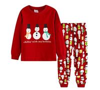 Pigiama Natalizio per Bambini in Cotone a Maniche Lunghe Abbinato per Le Vacanze Set Toddler Boys Girls Kids Xmas Jammies Pigiamino 1 Anno