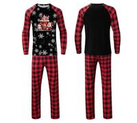 Pigiama natalizio per famiglie, con cappuccio, pigiama accogliente, motivo Babbo Natale, partita, biancheria da notte per genitori, bambini, papà, Colore: rosso, M