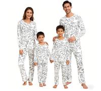 Pigiama natalizio per la famiglia Set di corrispondenza fai da te dipinto a mano colorato pigiama divertente Natale cartone animato pigiama da colorare creativo indumenti da notte può giocare e